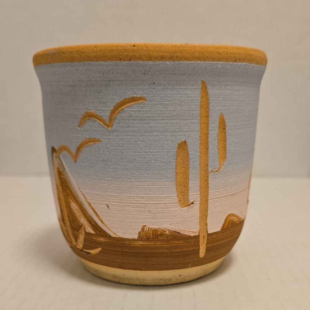 Gordon Pottery Signed Desert Scene Planter